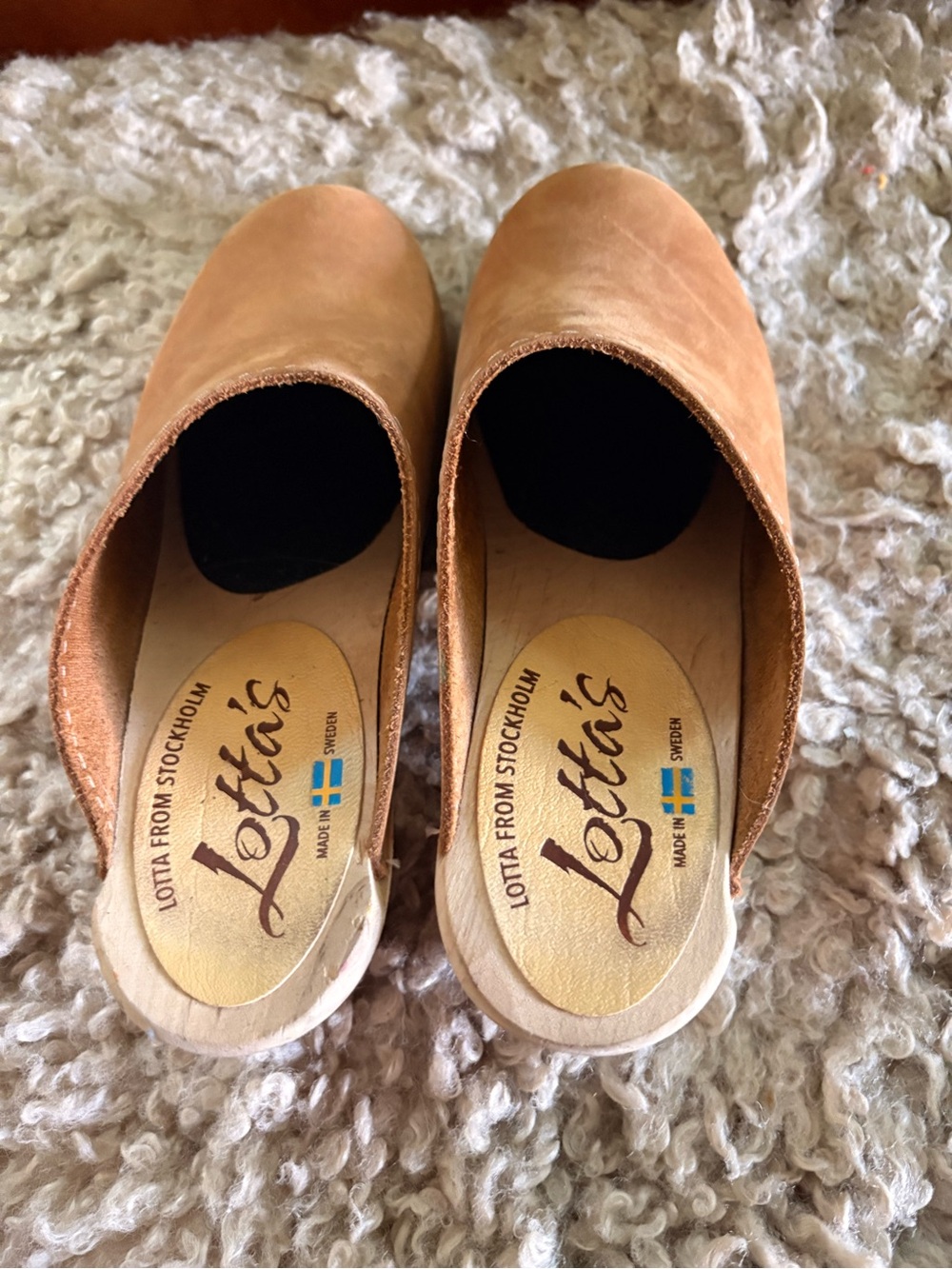 Lotta From Stockholm Tan Leather Slip-On Clogs